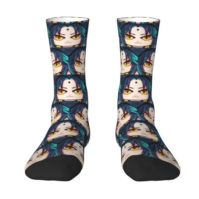 Tartaglia Childe Genshin Impact Men Women Crew Socks Unisex Fun 3D Print Anime Game Dress Socks