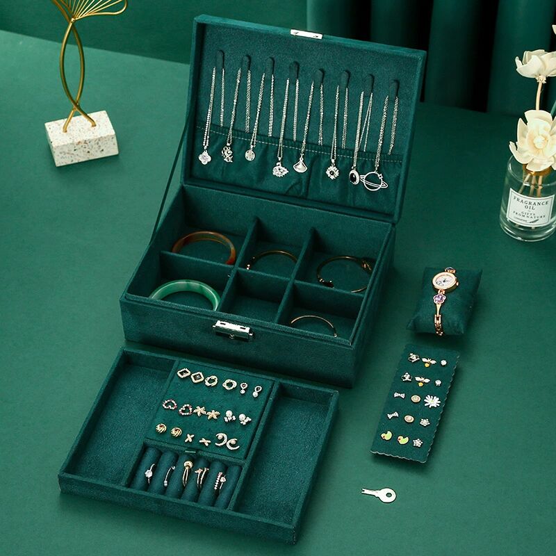 Jewlery Box With Large Capacity Ornament Ear Stud  Simple And  Exquisite Necklace Ring Household High-End Jewelry Box