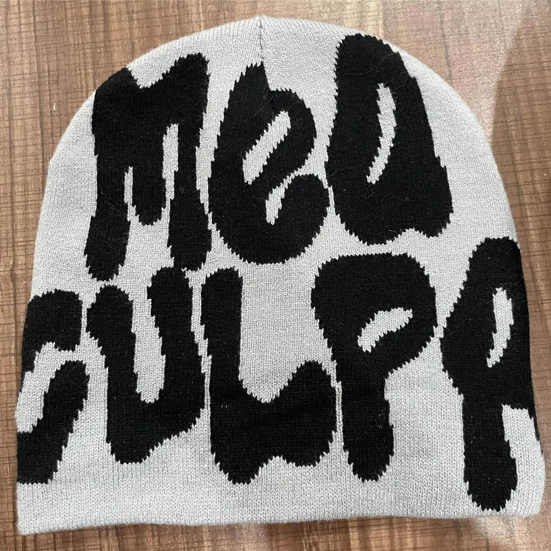 Mea Culpa One Size Fun Day Beanie Hat Pink Gray Green Yellow Black One Size Acrylic Hat