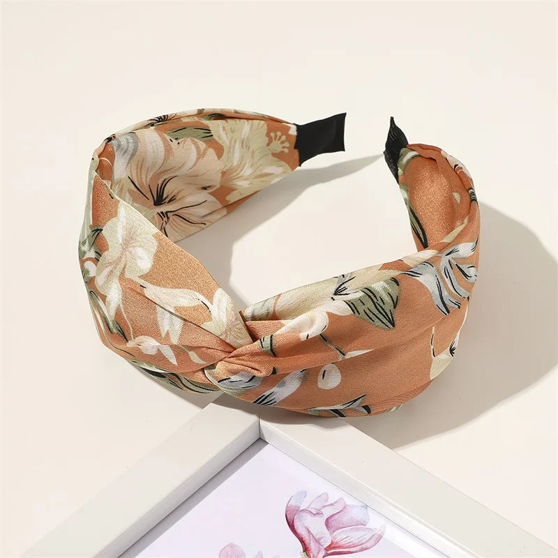 New Headband Cross Broadside Hair Bands for Women Elegant Flower Pattern Hair Hoop Bezel Headbands Hair Bands Hair Accessories