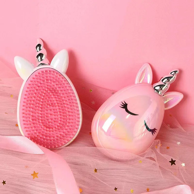 Children Small Hair Care Comb Cartoon Unicorn Head Massager High Quality Anti-static Comb Cute Kids Children Hairdressing Comb