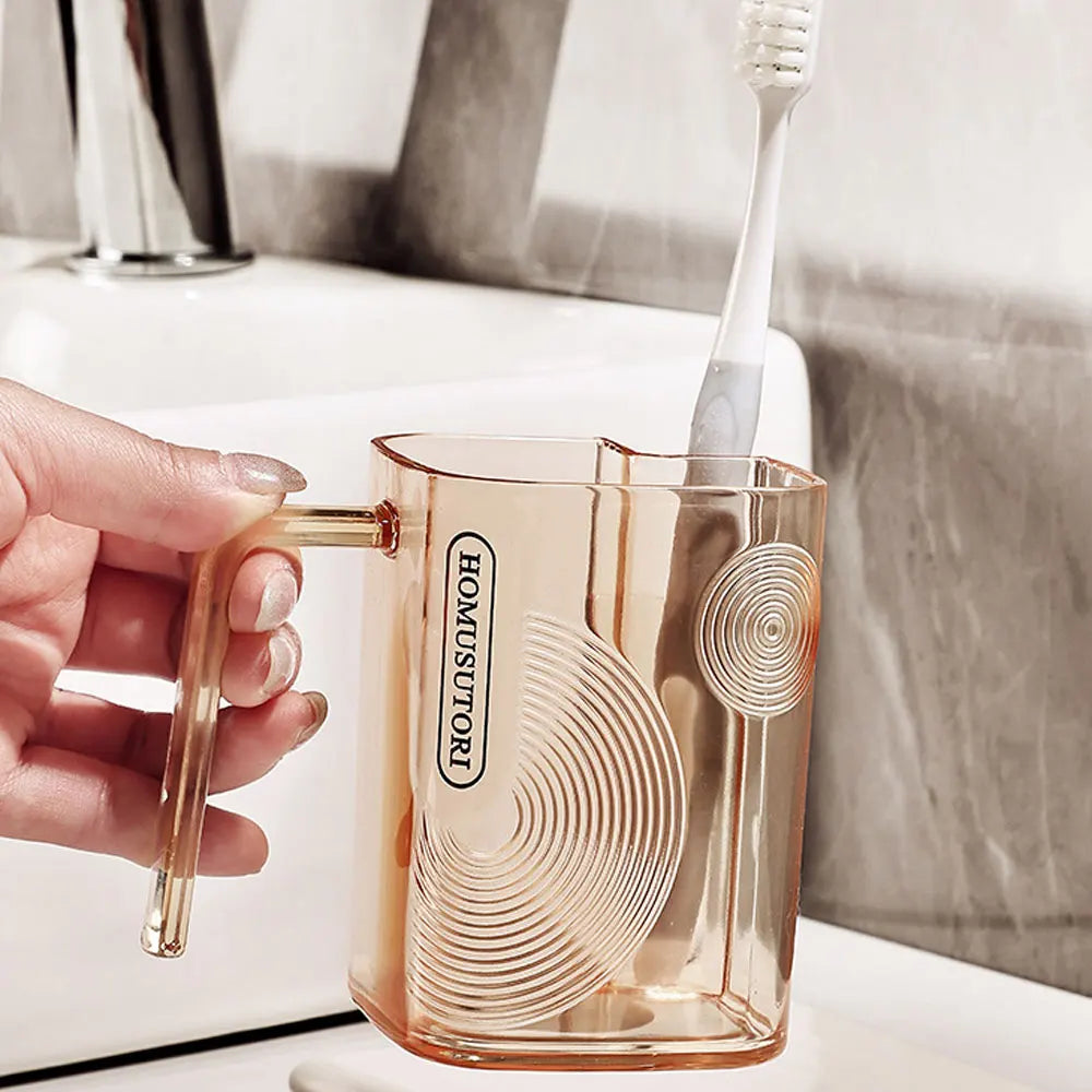 Luxury Gargle Cup with Toothbrush Slot,large Capacity Square Transparent Cup