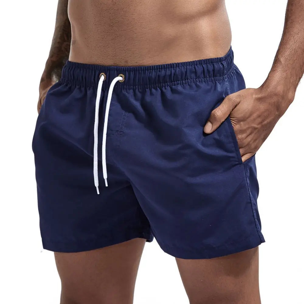 Men's Summer Swimming Shorts Fashion Solid Pocket Shorts Fitness Quick Dry Swimwear Beach Running Breechcloth Bottoms