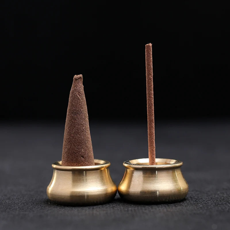 Lychee Life Bowl Shape Brass Incense Burner Holder for Incense Stick Incense Base Living Room Decoration