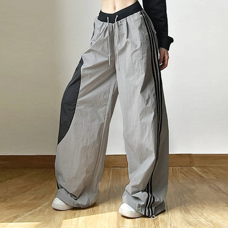 Y2K Women Streetwear Techwear Cargo Korean Parachute Track Pants Tech Sweatpants Oversize Wide Leg Joggers Trousers Clothes