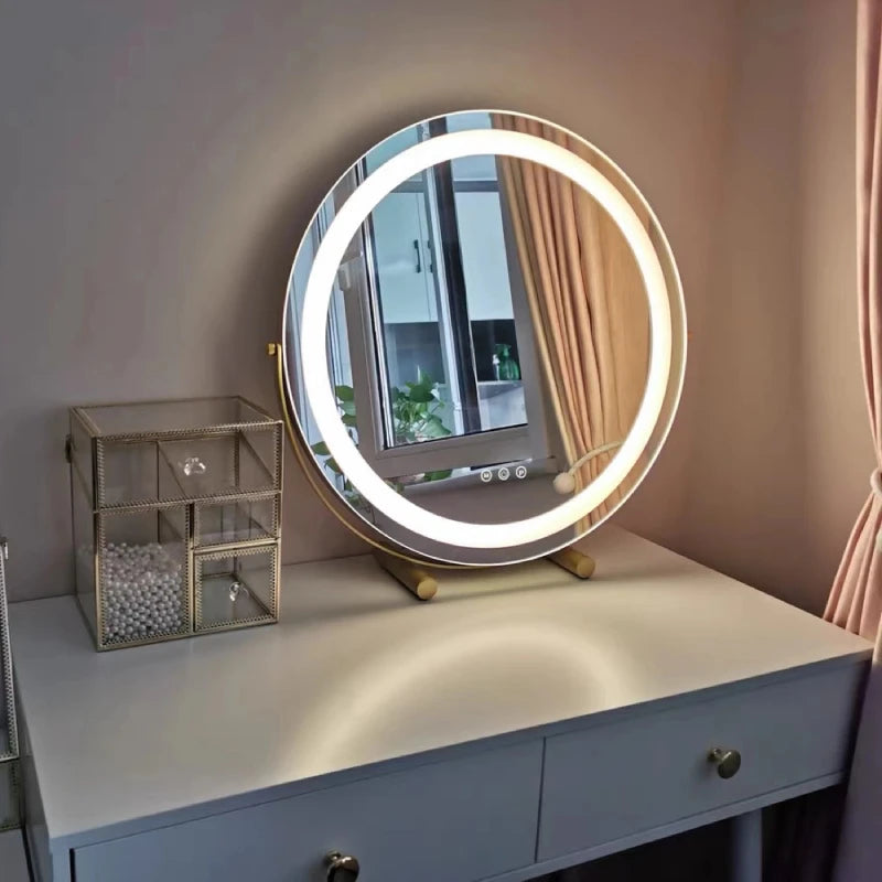 Makeup Mirror with Led Light Portable Traveling Vanity Mirroir with 15X Magnifying Cosmetics Mirror Gift for Bedroom home Girls