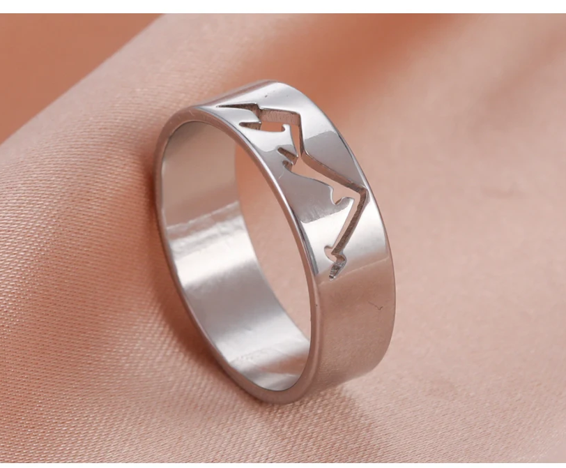 Unift Elegant Snowy Mountain Ring for Women Men Stainless Steel Minimalist Couple Ring Fashion Engagement Wedding Jewelry Gift