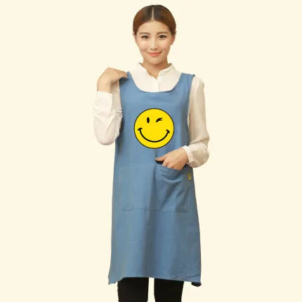 &Cute Funny Japanese-style Apron Work Clothes Home Kitchen Cooking Breathable Cotton Waist Pinafore Women Apron