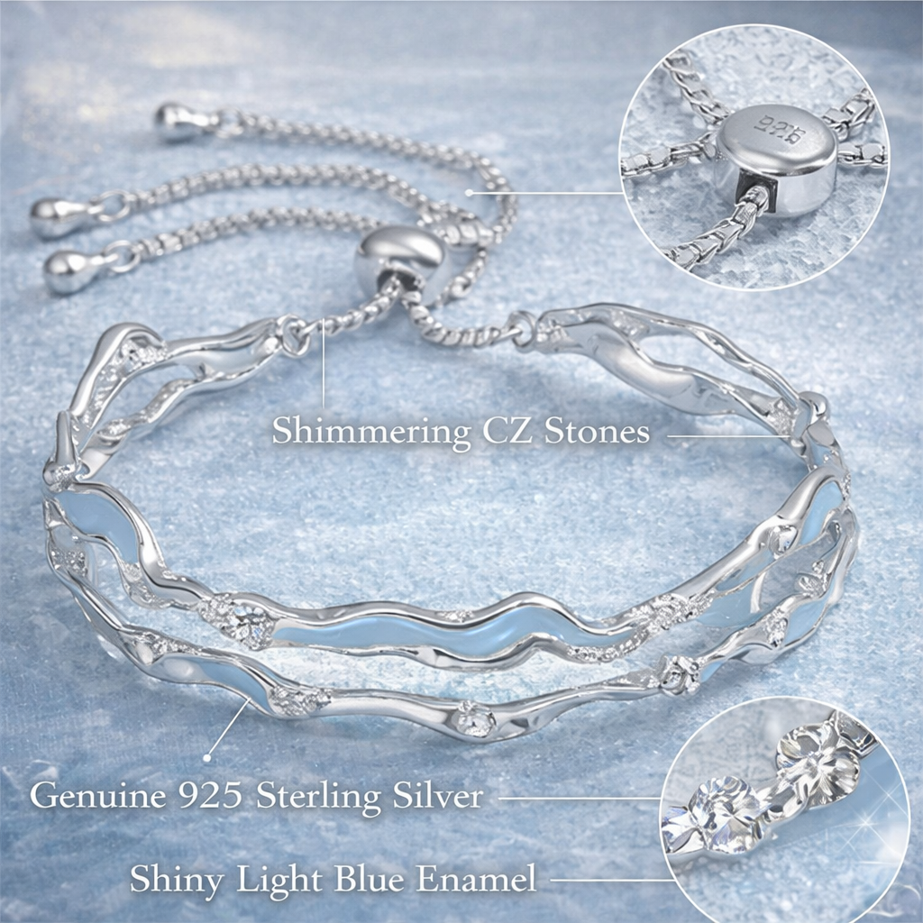 Silver Wave Adjustable Bracelet