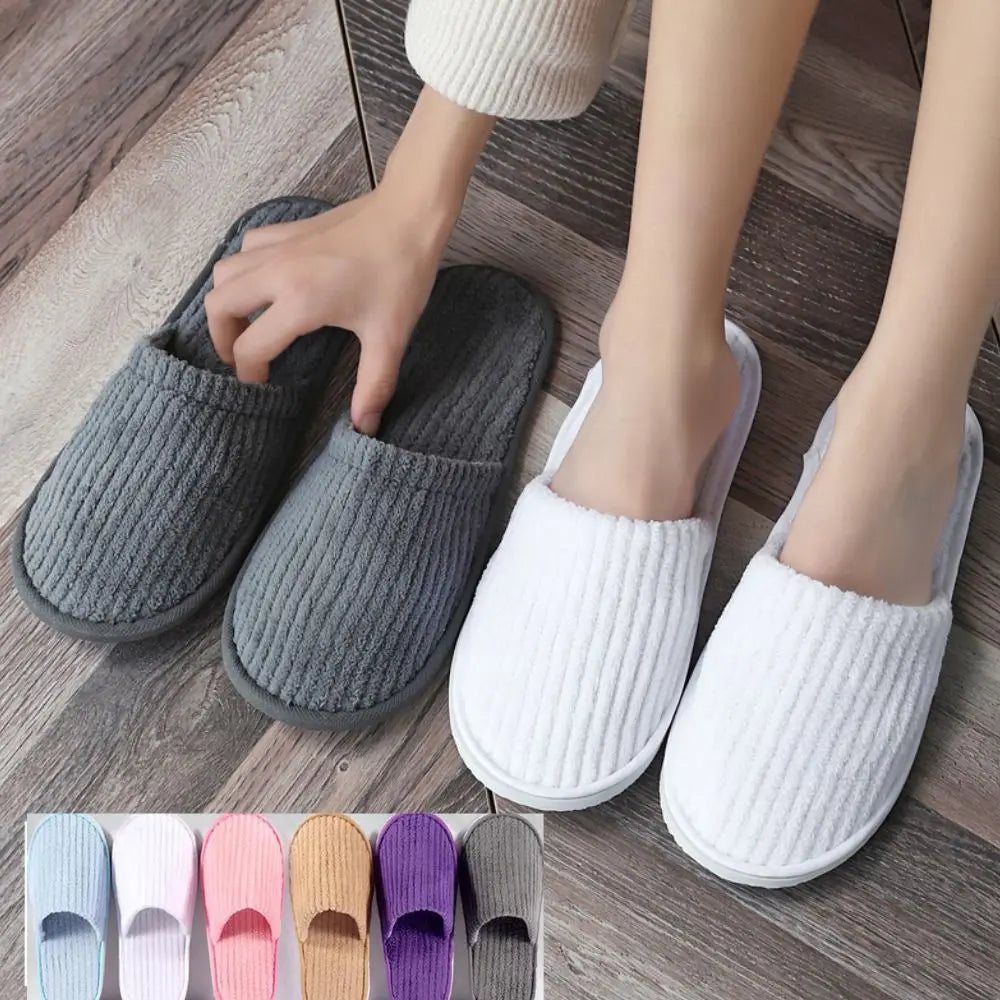 3 Pairs/Set Closed Toe Non-slip Hotel Slippers High Quality Disposable Hotel Bathroom Slippers Indoor Guest Travel Slippers Hot