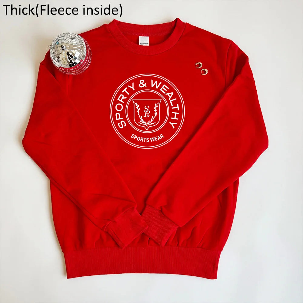 American Vintage Style 90's Red Crewneck Sweatshirt Women Long Sleeve Loose Cotton Casual Pullover Spring Autumn Fashion Jumpers