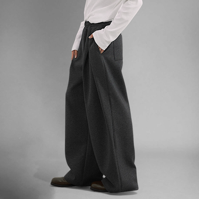 Inverted pleat wide leg jogger