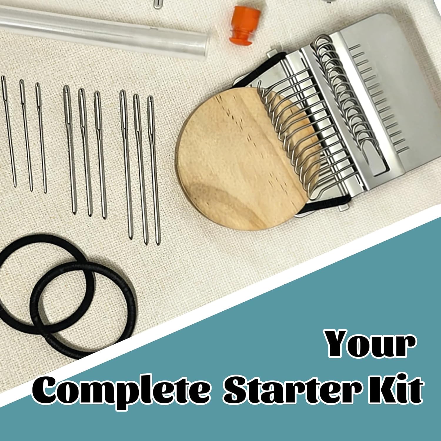 kyno 2026 New Knit Patch Darning Loom for Beginners, Mini Portable 14 Hooks Knitting Machine Kit with 24 Color Threads, Quickly Sewing Repair, DIY Sewing Craft Supplies