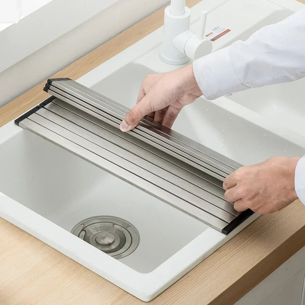 304 Stainless Draining Basket Sink Chopping Board Multifunctional Folding Cutting Board Sink Washbasin Chopping Board Drain Rack