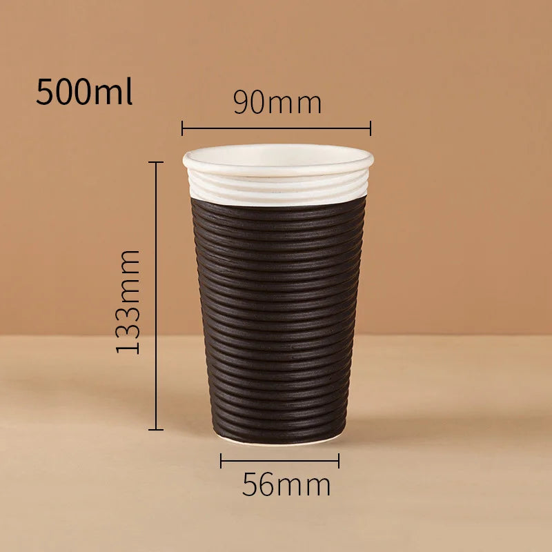 12/16 oz Kraft Paper Disposable Hot Coffee Cup Milk Cup Coke Cup Suitable for Hot/Cold Beverage Party Home Office Paper Cup