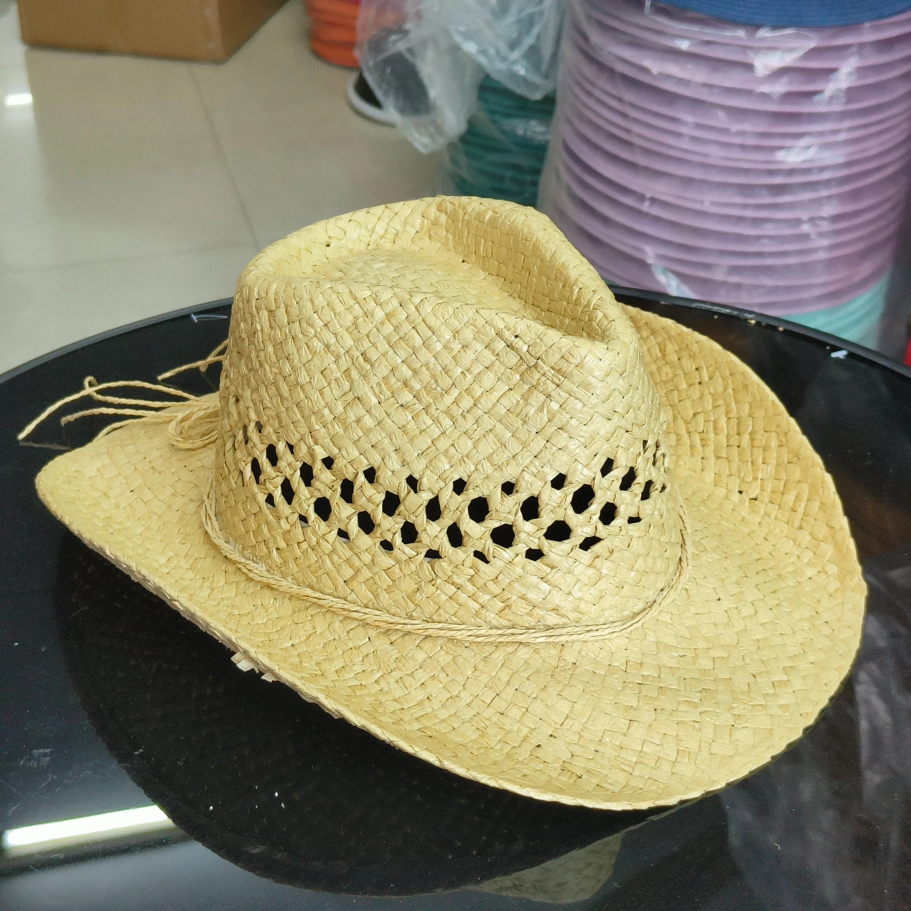 Western Cowboy Straw hat women Fashion Large Brim straw hat Party Outdoor summer cowboy Sunshade Jazz Hat sombrero vaquero hombr