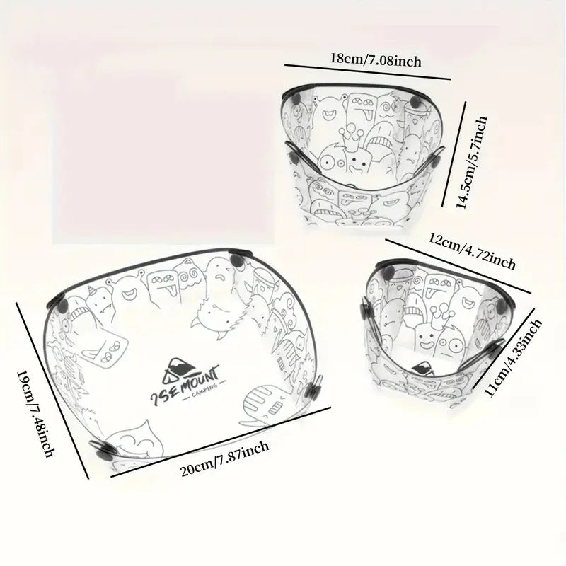 3pcs Foldable Bowls Cups & Plates Set, Food-Safe PP Material Portable Tableware for Camping, Travel, Picnics. Outdoor Essentials