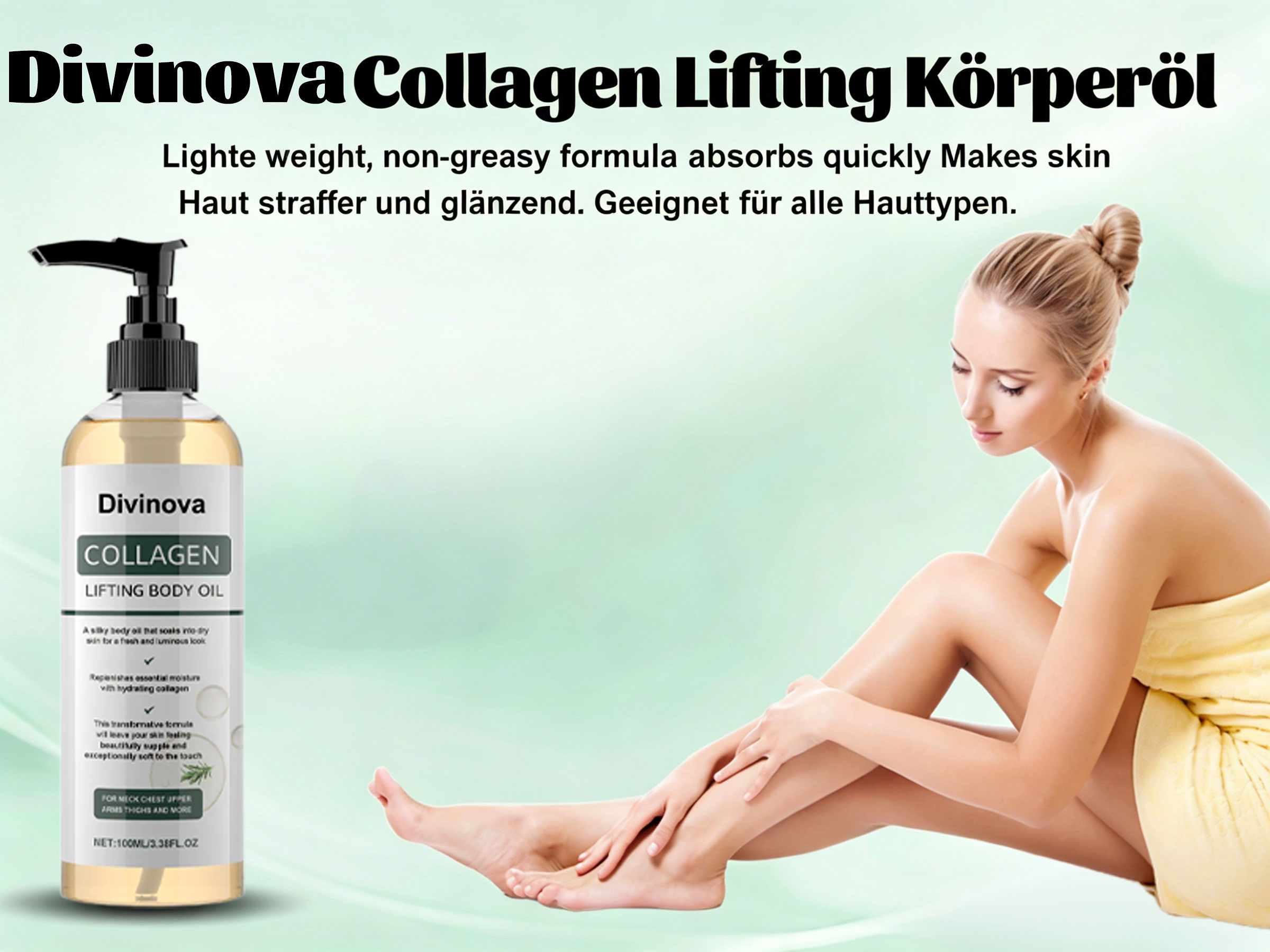 Divinova Kollagen körperöl zur Hautstraffung, 2026  Divinova Collagen Lifting Body Oil für Narben, Falten und Dehnungsstreifen, 100ML