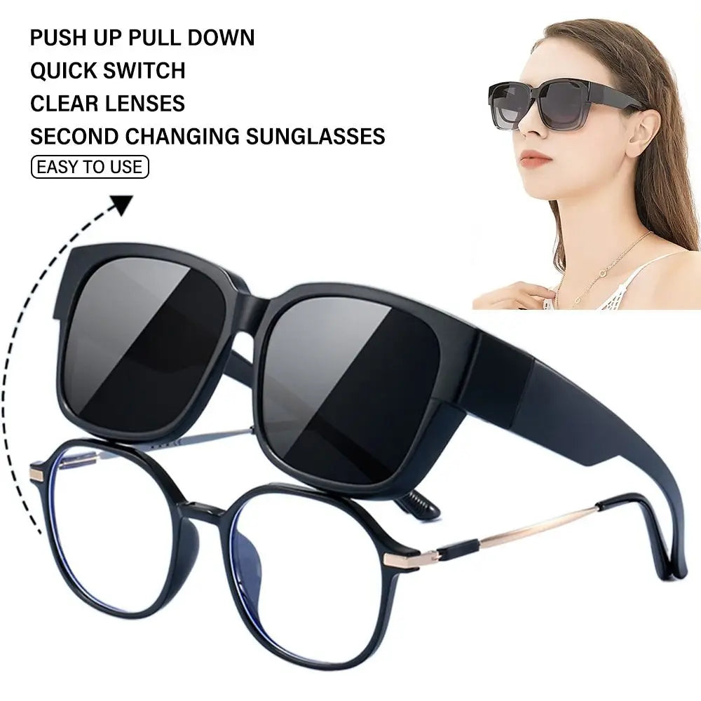 For Driving Riding That Can Be Worn over Other Glasses Wrap Around Square Shades Fit Over Glasses Sunglasses Polarized