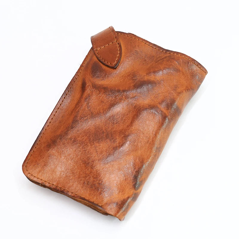 100% Genuine Leather Women's Wallet Vintage Cowhide Large Capacity Short Bifold Female Purse Card Holder With Zipper Coin Pocket