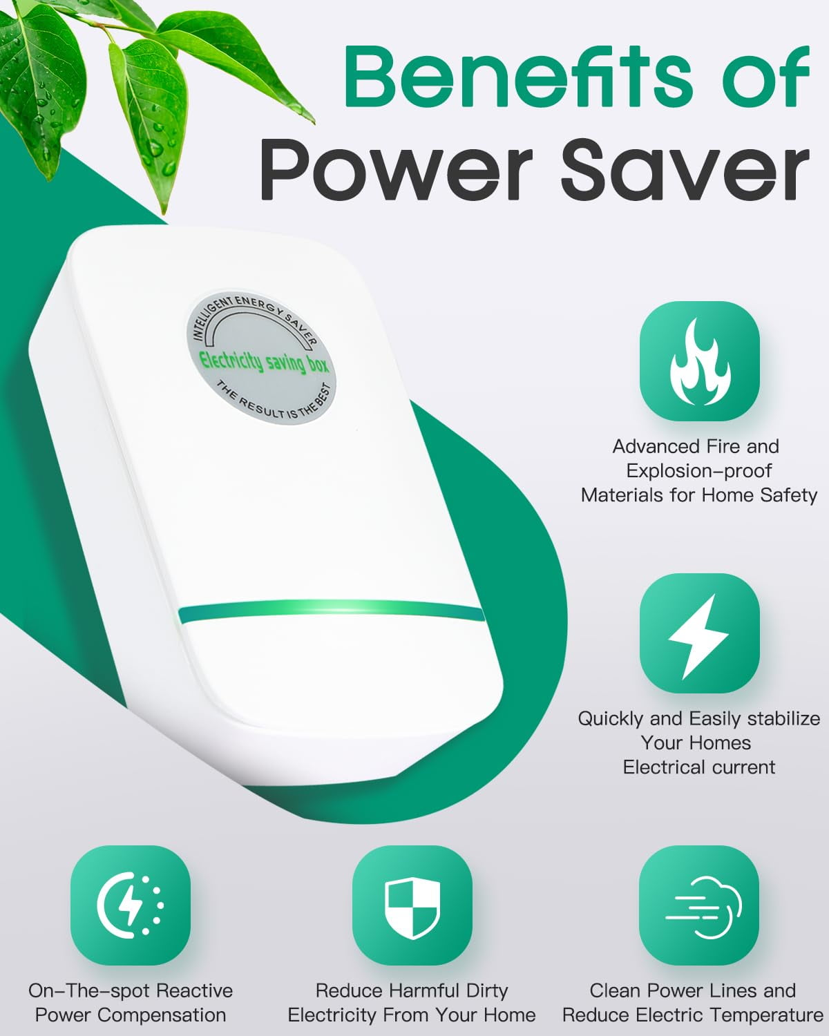 Electricity Saving Box, Smart Plug-in Energy Saver for Home & Office, Reduce Electric Bill, Surge Protector, 90V-250V（1PC）