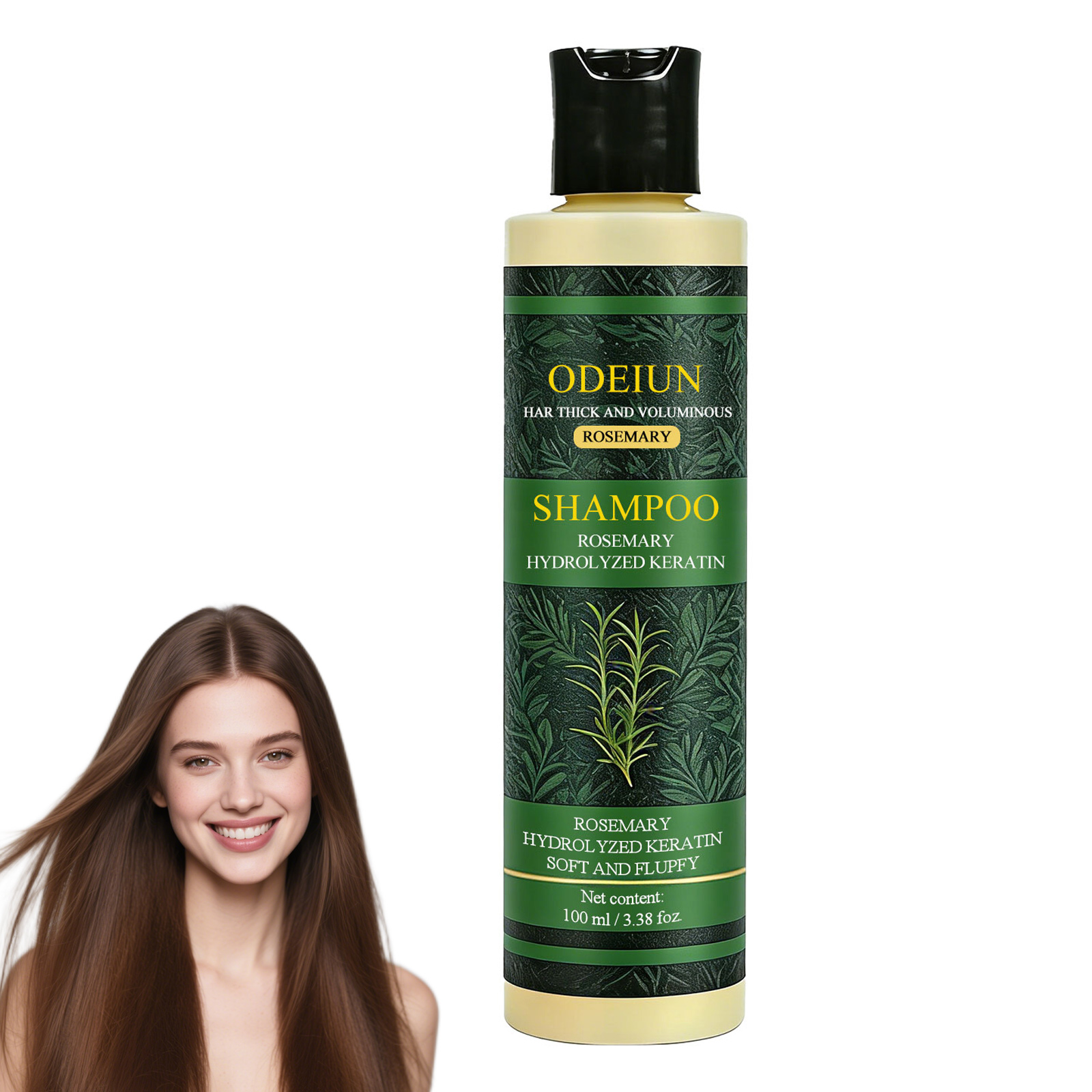 ODEIUN Organic Rosemary Hair Growth Shampoo for Women and Men, Professional Rosemary shampoo, Shampoo for Hair Growth, Natural Ingredients With Hydrolyzed Keratin for Thinning Hair & Hair Loss