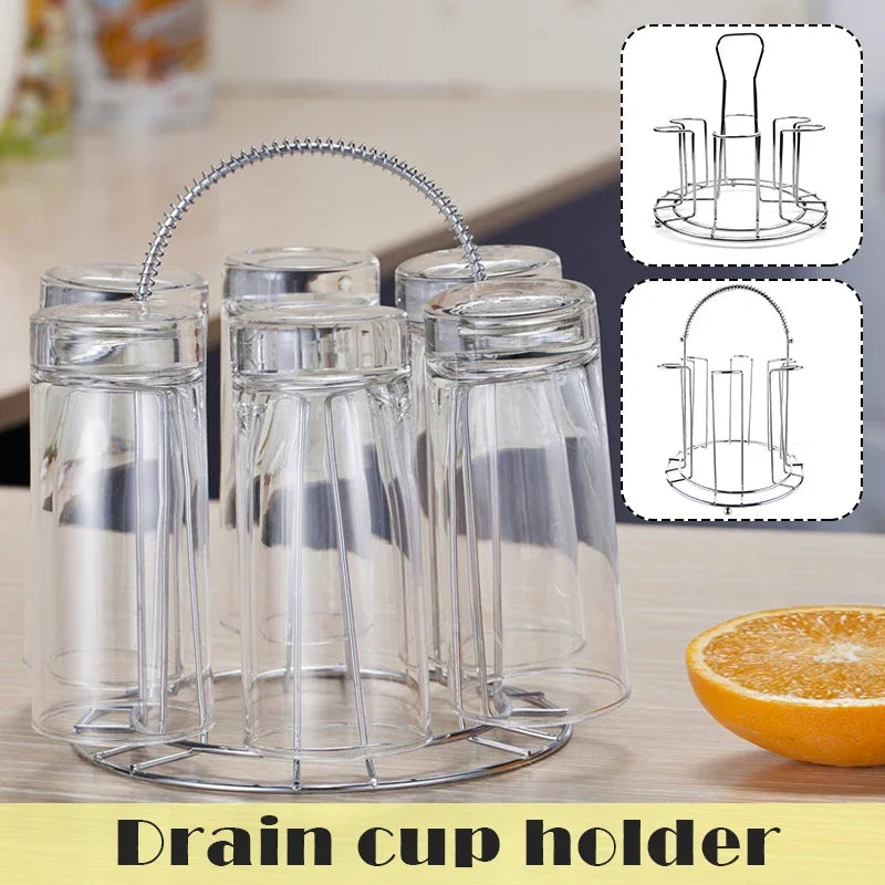 &Bar Metal Glass Cup Storage Rack for Water Mug Draining Drying Organizer Drain Holder Stand Useful Home Kitchen Supply