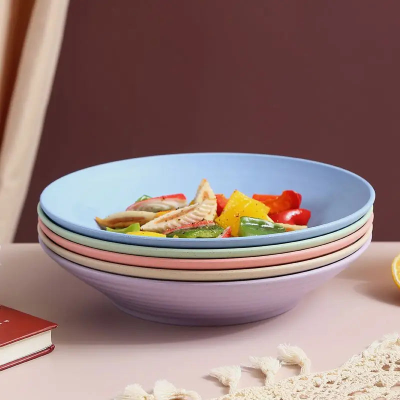 Wheat Straw Soup Bowl Microwavable Plastic Tableware Fruit Salad Bowls Cereal Ramen Pasta Dishes Dinner Plate kitchen Utensils