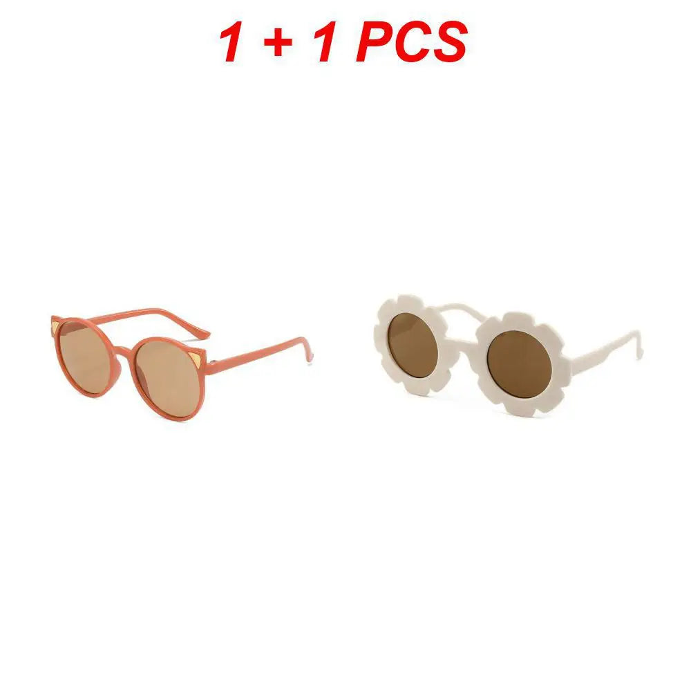 Sun Flower Sunglasses For Children Round Summer Travel Shades Boys Girls Lovely Eyewear Kids Baby UV Protection Oculos De Sol