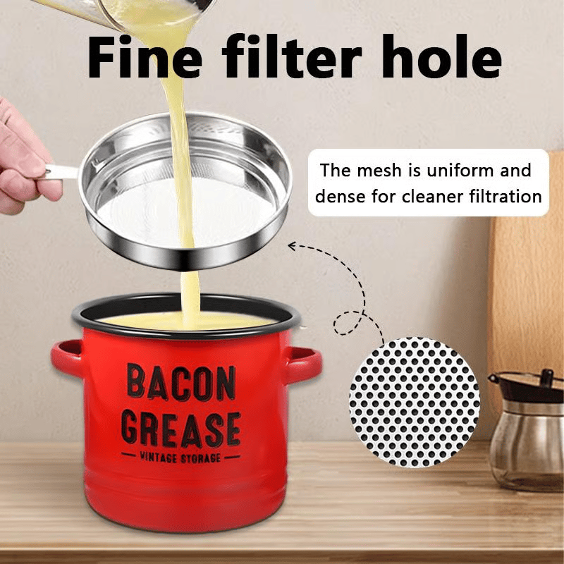 46-ounce bacon fat container, with strainer and food-grade silicone spatula