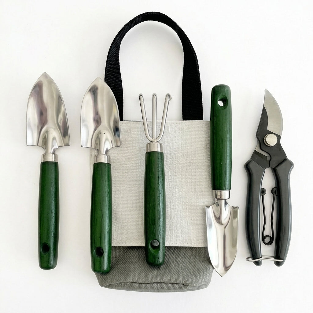 Essential 5-Piece Garden Tool Set with Portable Carry Pouch
