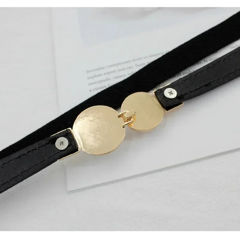 Luxury Designer Brand Ladies Pearl Buckle Waistband Thin PU Leather Belts for Women Belt Dress Skirt Waist Elastic Women Belts