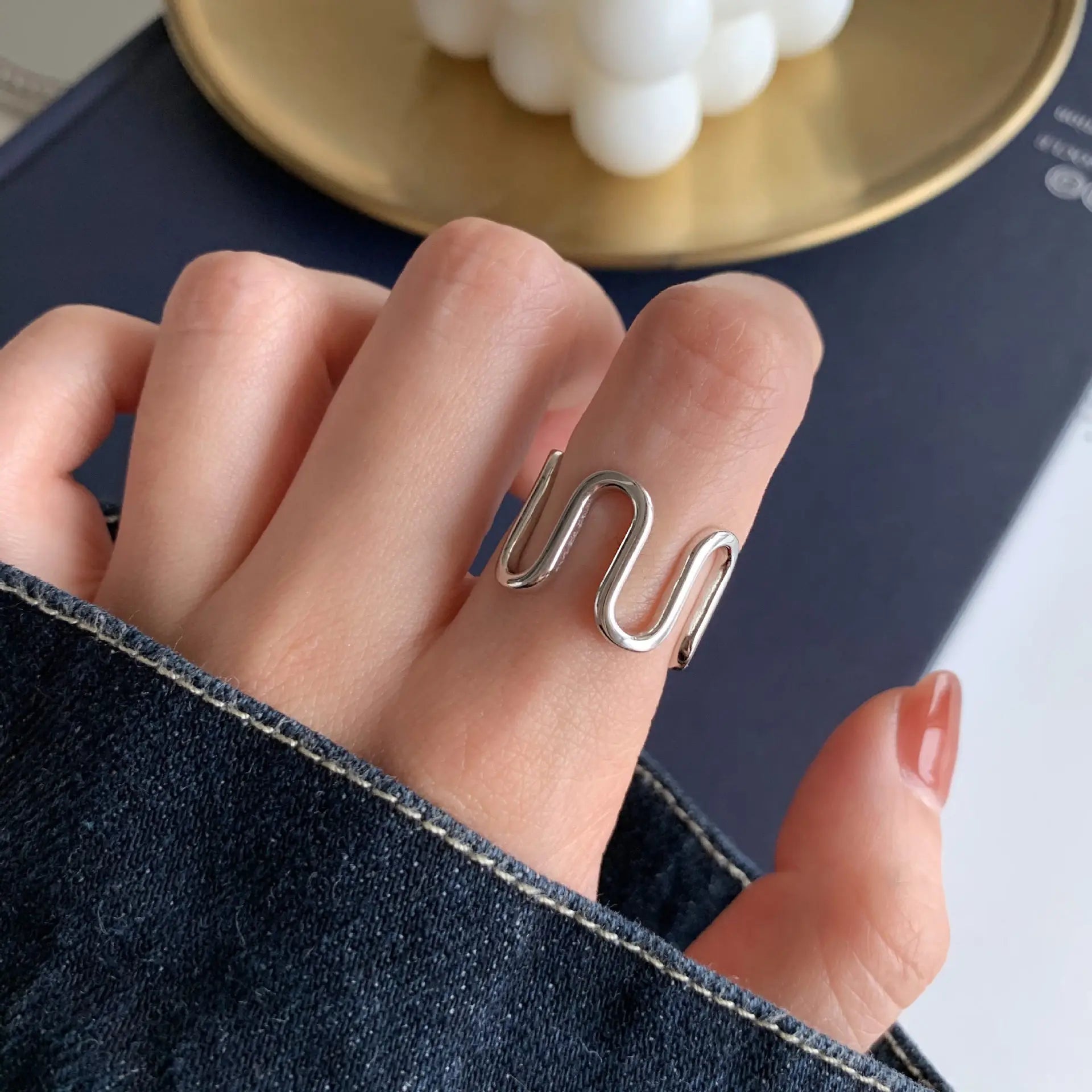 S925 Sterling Silver Rings for Women Fashion Retro Geometry Hiphop Jewelry Adjustable Opening Unisex Rings Accessories Wholesale