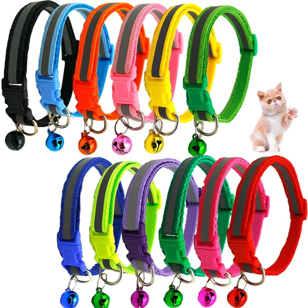 Pet Collar Reflective Adjustable Cats DogsBell Collar Kitten Puppy Necklace Animal Supplies