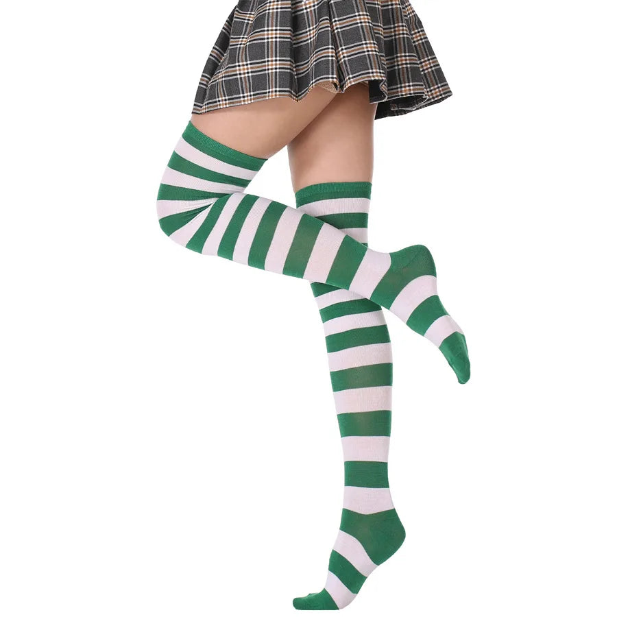 JK Woman Cosplay Stockings Orange Black Strips Lolita Long Socks Over Knee Thigh High Socks Women Compression Socks