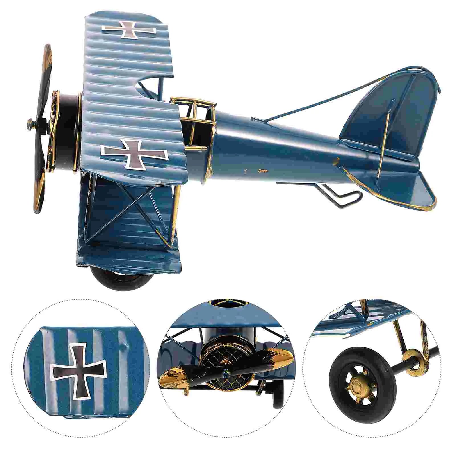 Metal Plane Models Handicraft Photo Props Airplane Model Desktop Ornament Birthday Gift Vintage Decor