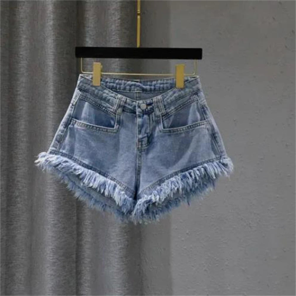 Female Drop Shipping Short Pants Breechcloth Scanties Burrs Summer Woman Denim Shorts High Waist Ripped Jeans Shorts Sexy  2XL