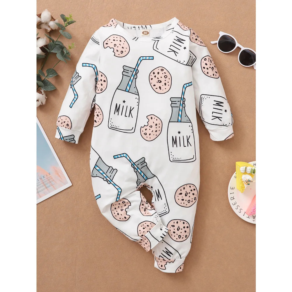 2022 Baby Clothes 0 to 12 Months for Boy and Girl Baby Romper Cotton Cute Bottle Long Sleeve Newborn Baby Boy Clothes Jumpsuit