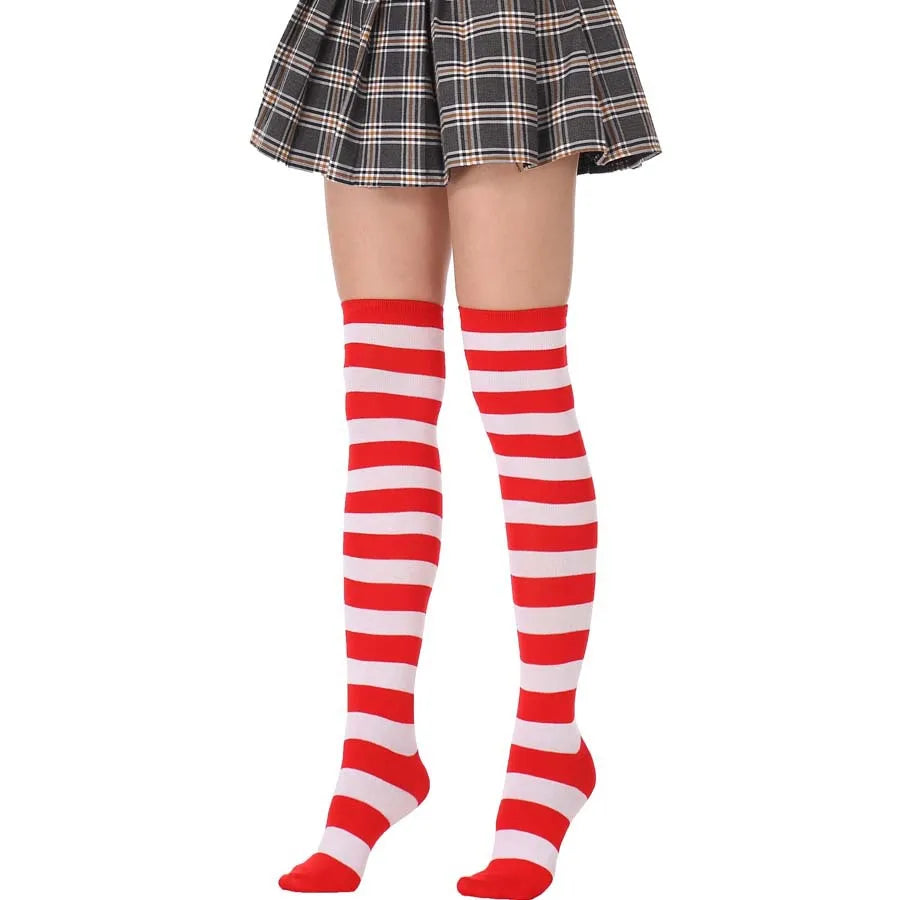 JK Woman Cosplay Stockings Orange Black Strips Lolita Long Socks Over Knee Thigh High Socks Women Compression Socks