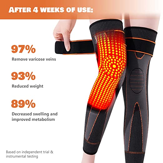 Tourmaline Acupressure Self-Heating Knee Sleeves, Mugwort Acupressure Shaping Knee Pads, Wormwood Self-Heating Knee Pads for Men and Women (XL, Black+Orange)
