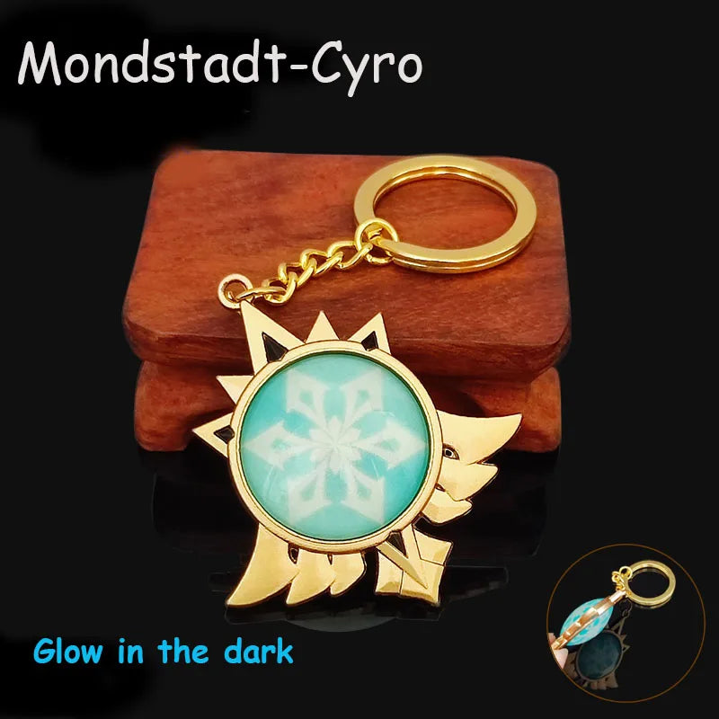 Game Impact Mondstadt Liyue Inazuma Sumeru Cosplay Vision Keychain Pyro Cyro Electro Hydro Geo Anemo Bag Pendant Props