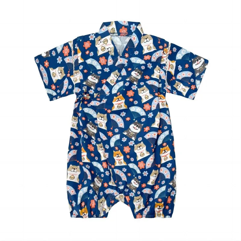 Summer Baby Clothes Kids Kimono Japanese Style Romper Girls Jumpsuit Retro Bathrobe Uniform Bebes Pajamas Formal Clothes