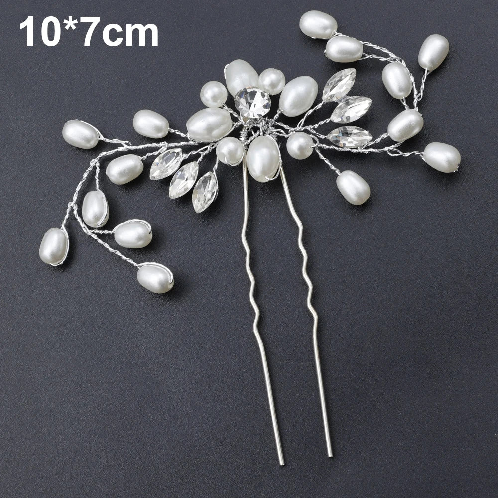 20pcs Women Flower Hairpin Stick Wedding Bridal Crystal Pearl Hairpin U Shaped Hair Clip Barrettes Hair Accessories Wholesale