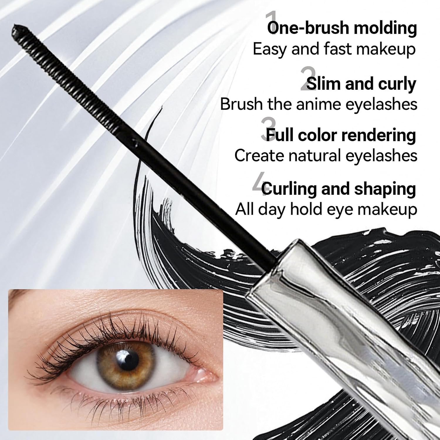 Facelove Iron Eye Mascara ab 50 Jahre, 2026 Waschbare Metal Wand Mascara, Schwarz Wasserfeste Wimperntusche 3D Super Curling, Long-Lasting Volumizing