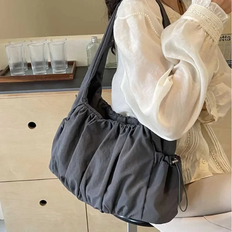 Nylon Cloth Bag Women Tote Bag Large Capacity Summer New All-Match Ins One-Shoulder College Student Class Bag Lady Handbag