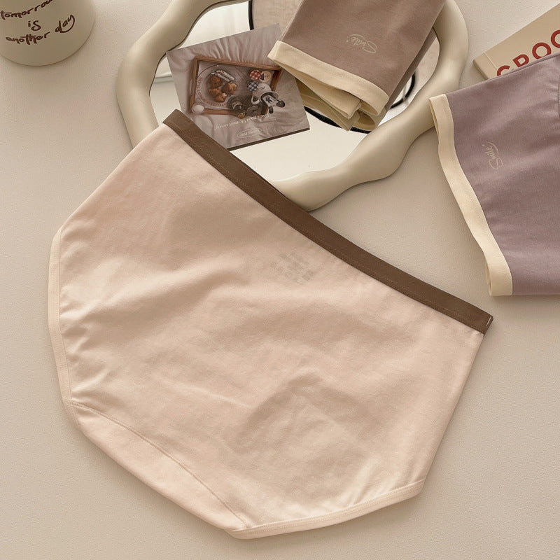 Simple and comfortable cotton student cute girl underwear mid-waist breathable 7A anti-bacterial cotton crotch bag buttocks women's underwear