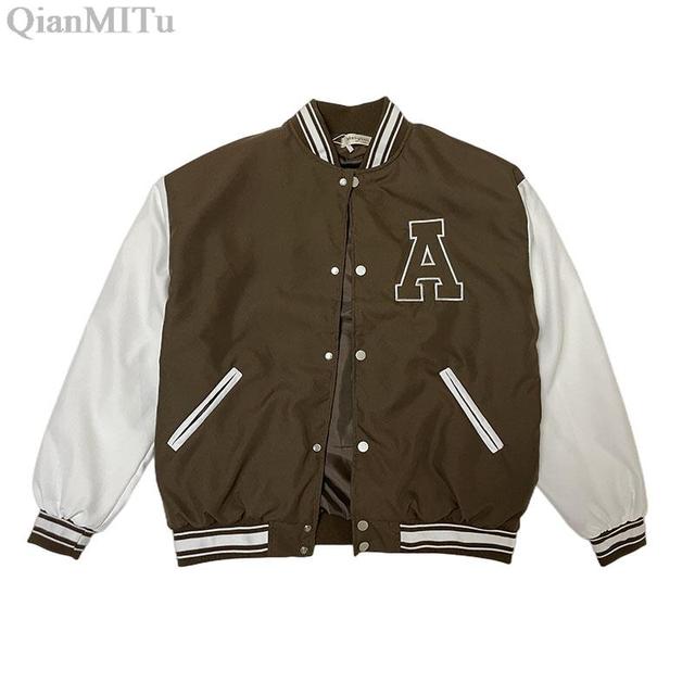 Autumn Winter Fashion Bomber Jackets for Women Streetwear Baseball Uniform Oversized Coat Jackets and Coats Loose student