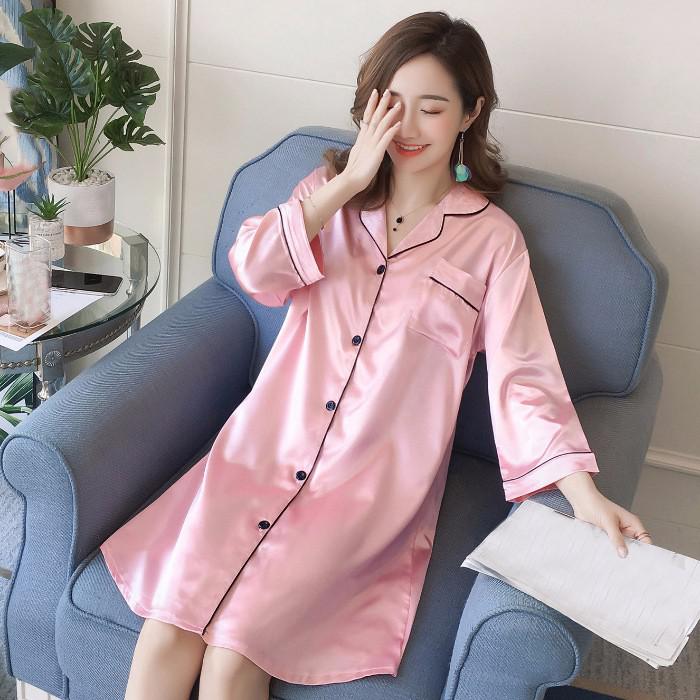 Shirt Pajamas Robes White Womens Negligee V-Neck Top Gown Nightgown Summer Sleepwear Turn-down Collar Sleepshirts Dress Homewear