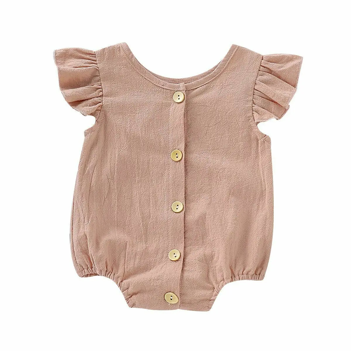 2019 Baby Summer Clothing Infants Baby Girls Boys Bodysuits Pure Color Ruffles Fly Short Sleeve Jumpsuit Clothes Tops Playsuits