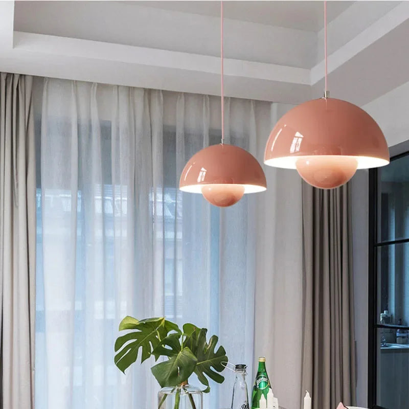 Nordic Flower Semicircular Pendant Light Modern Color Restaurant Hanging Ceiling Lamp Denmark Indoor Living Room Led Chandelier